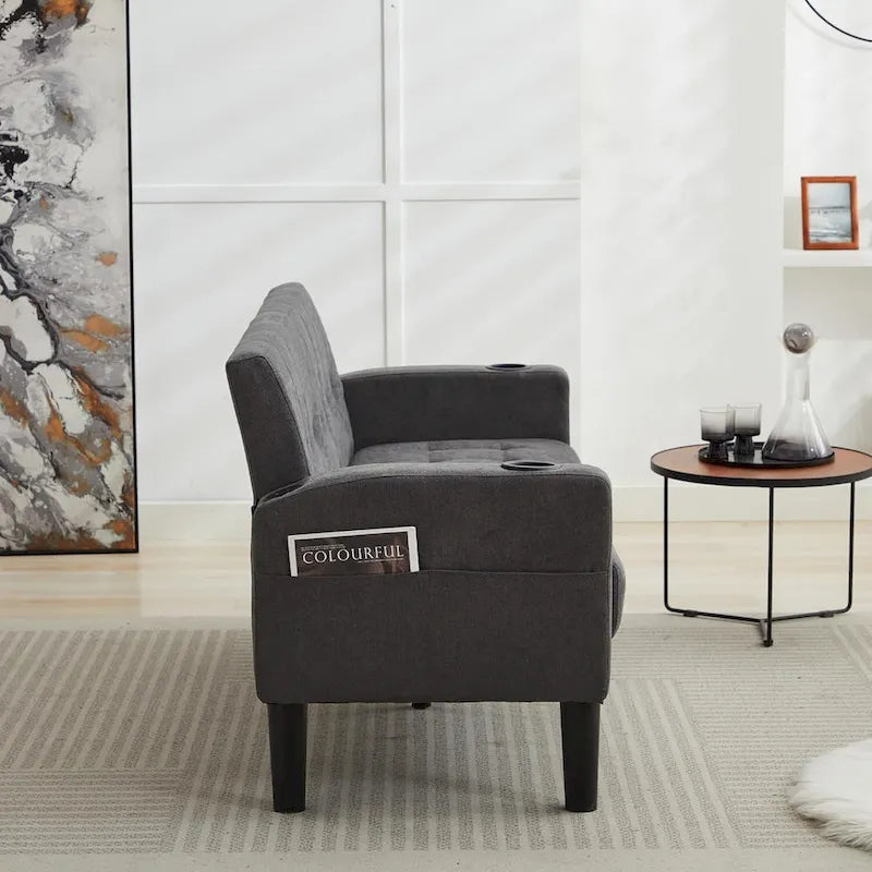 Canapé deux places moderne en lin de 62 pouces