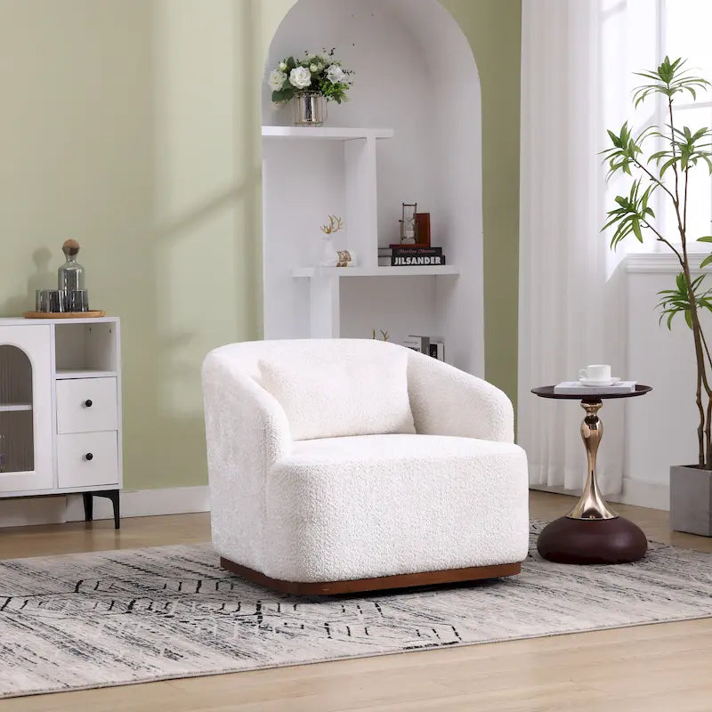 Fauteuil pivotant style tonneau, fauteuil d'appoint rond et confortable pour salon, fauteuil club pivotant à 360 degrés