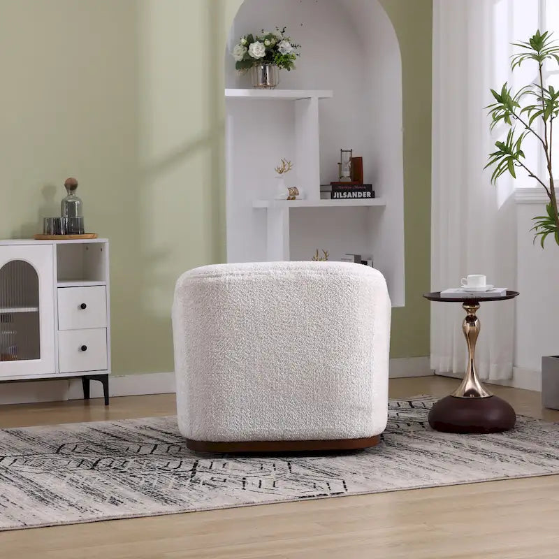 Fauteuil pivotant style tonneau, fauteuil d'appoint rond et confortable pour salon, fauteuil club pivotant à 360 degrés