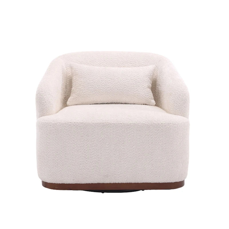 Fauteuil pivotant style tonneau, fauteuil d'appoint rond et confortable pour salon, fauteuil club pivotant à 360 degrés