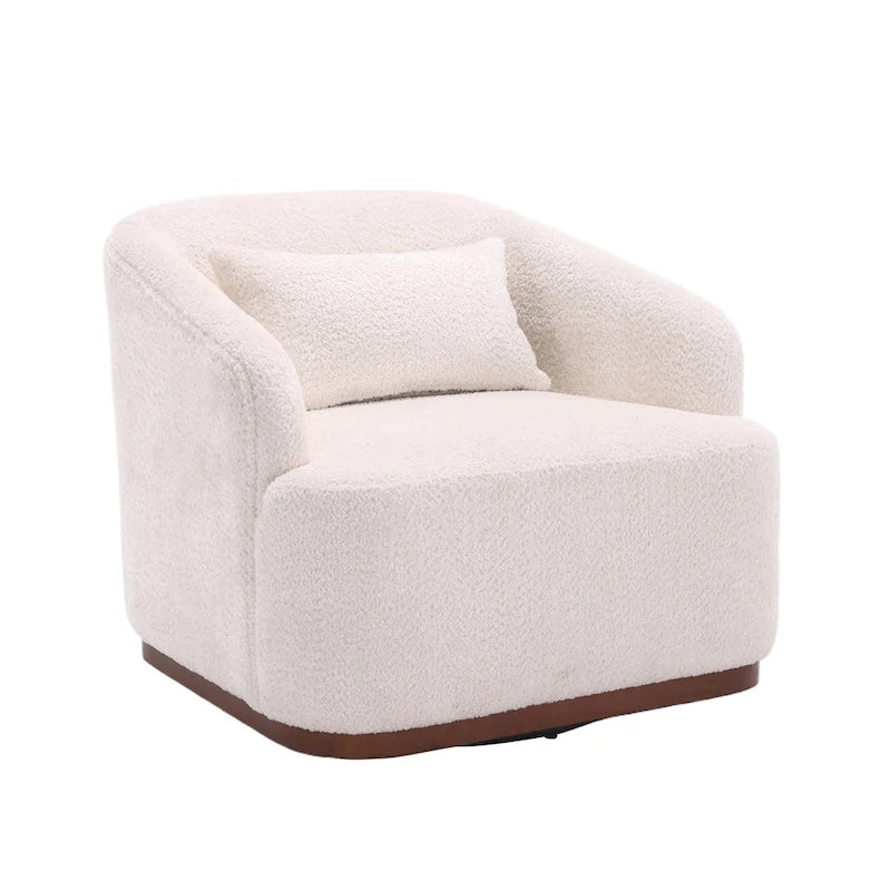 Fauteuil pivotant style tonneau, fauteuil d'appoint rond et confortable pour salon, fauteuil club pivotant à 360 degrés