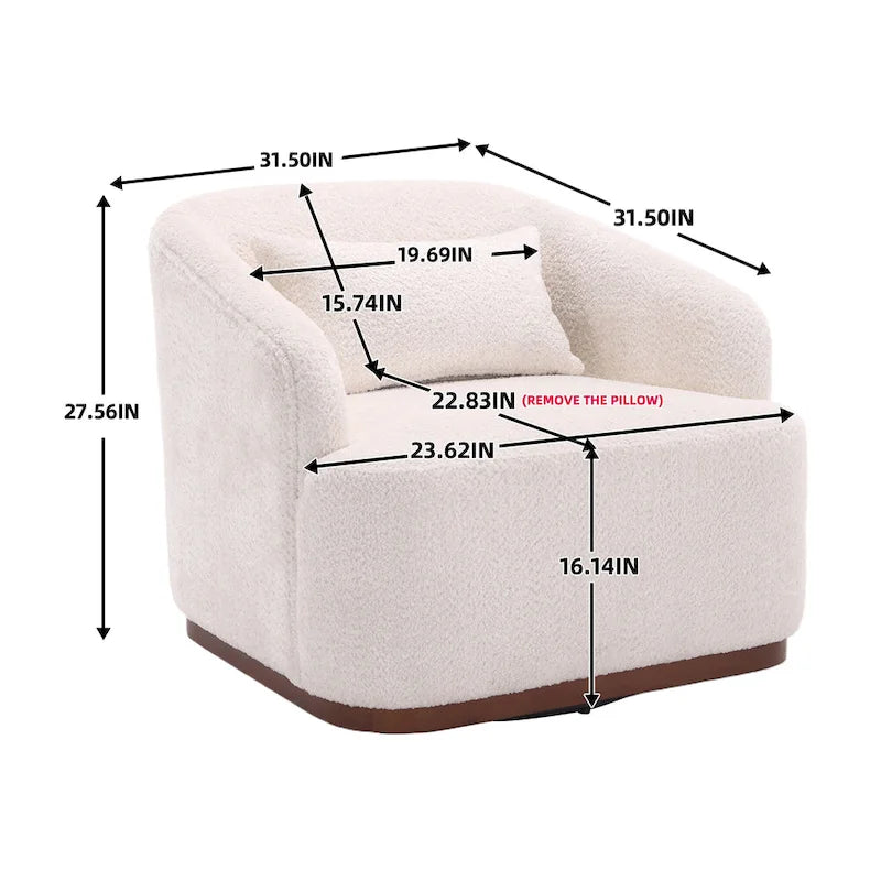 Fauteuil pivotant style tonneau, fauteuil d'appoint rond et confortable pour salon, fauteuil club pivotant à 360 degrés