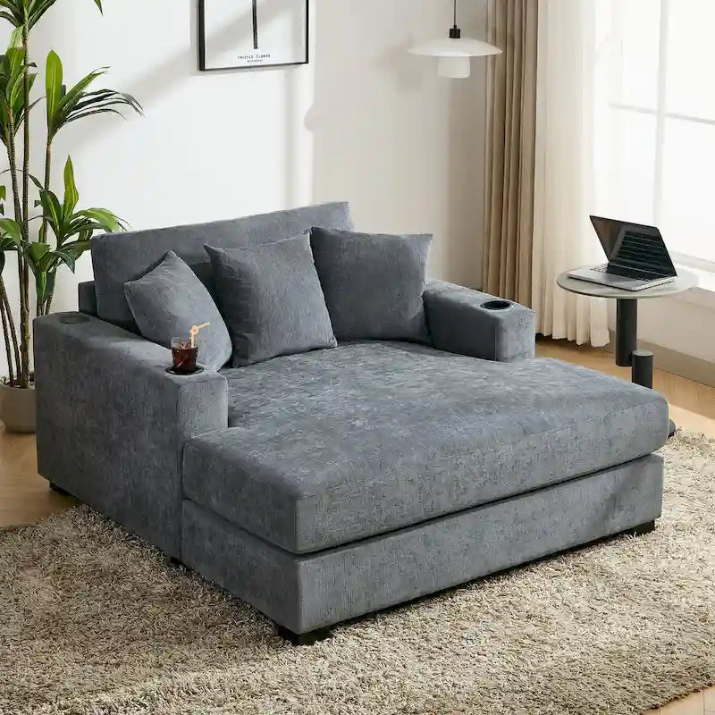 Chaise longue surdimensionnée avec coussins, disponible en trois tailles