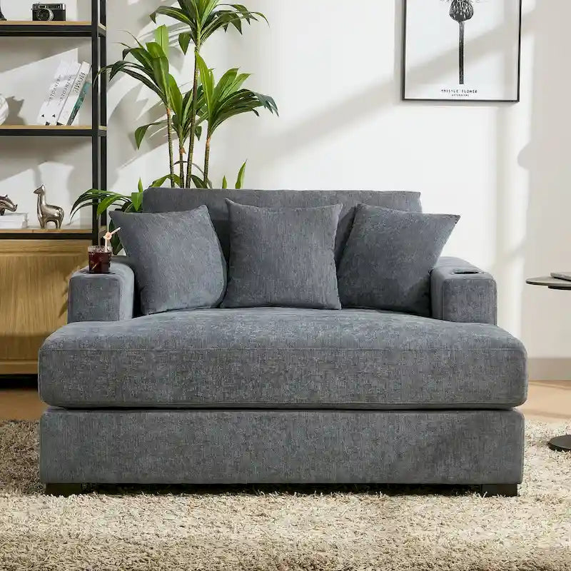 Chaise longue surdimensionnée avec coussins, disponible en trois tailles