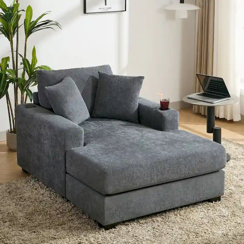 Chaise longue surdimensionnée avec coussins, disponible en trois tailles