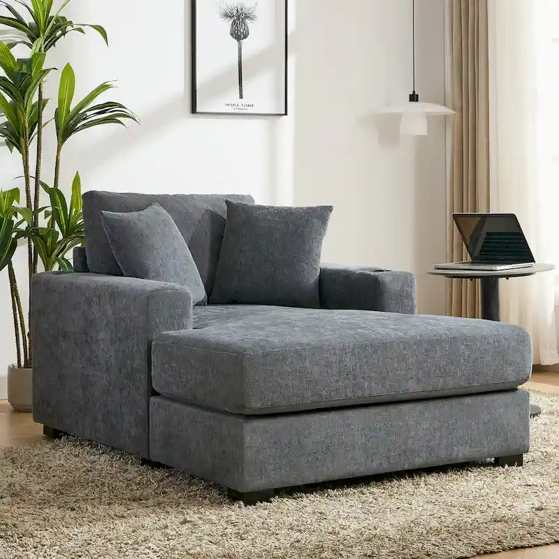 Chaise longue surdimensionnée avec coussins, disponible en trois tailles