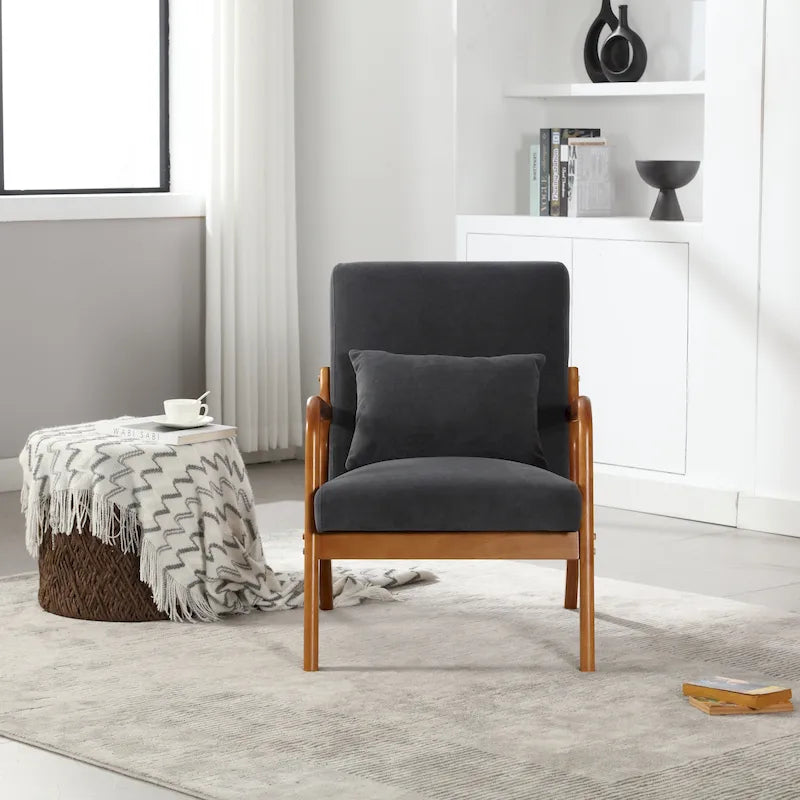 GDFStudio - Fauteuil d'appoint Olivia en velours avec structure en bois massif et coussin confortable