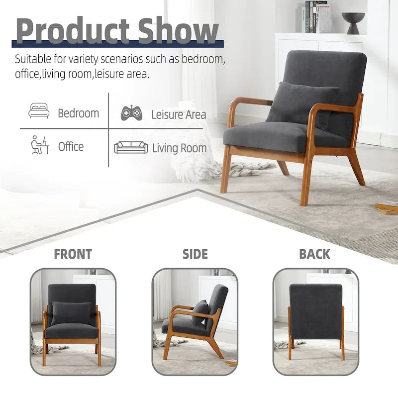 GDFStudio - Fauteuil d'appoint Olivia en velours avec structure en bois massif et coussin confortable