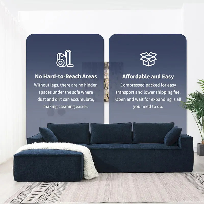 Canapé d'angle 2 pièces Zab Chenille par GDFStudio