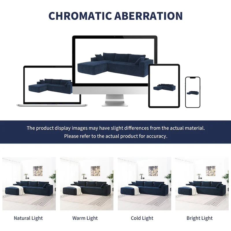 Canapé d'angle 2 pièces Zab Chenille par GDFStudio