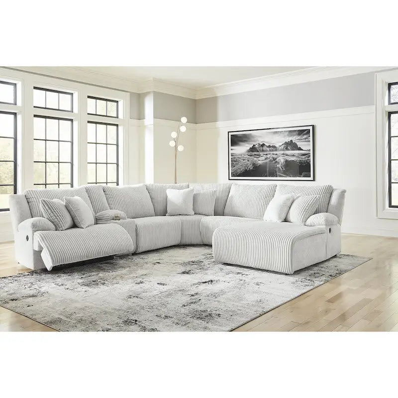 Signature Design by Ashley Top Tier Light Gray 6-Piece Reclining Sectional with Chaise - 149.5W x 132.5D x 40H