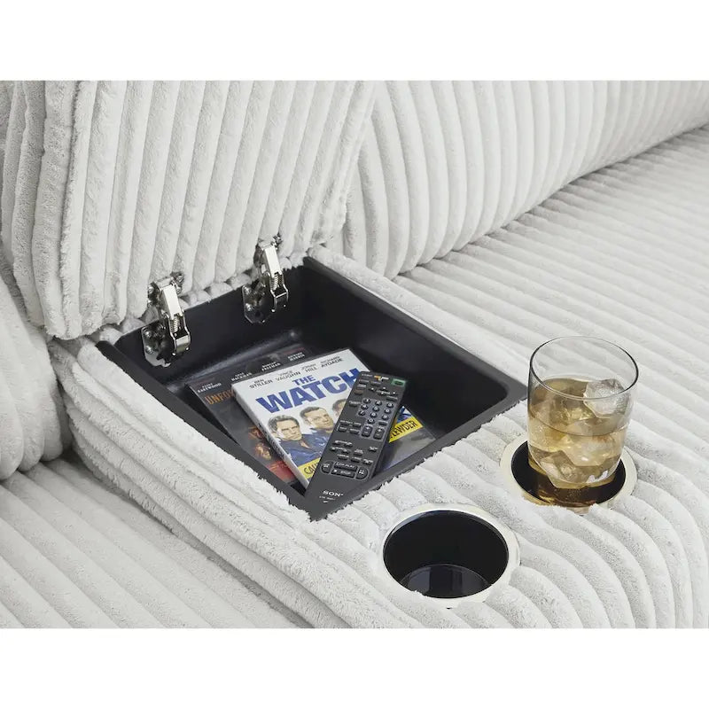 Canapé d'angle inclinable 6 places Signature Design by Ashley, gris clair, avec méridienne - 149,5 cm (L) x 132,5 cm (P) x 40 cm (H)