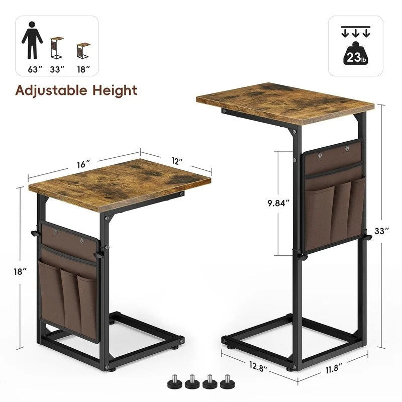 Table d'appoint en forme de C - 40,6 cm (P) x 30,5 cm (L) x 83,8 cm (H)