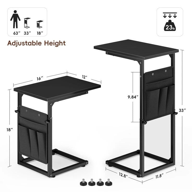 Table d'appoint en forme de C - 40,6 cm (P) x 30,5 cm (L) x 83,8 cm (H)