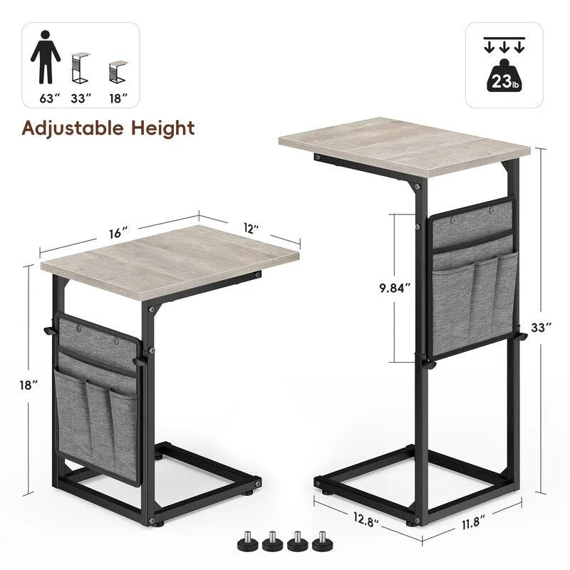 Table d'appoint en forme de C - 40,6 cm (P) x 30,5 cm (L) x 83,8 cm (H)