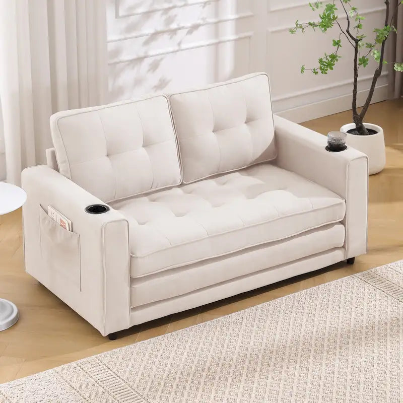 Canapé-lit futon convertible 3 en 1 rembourré