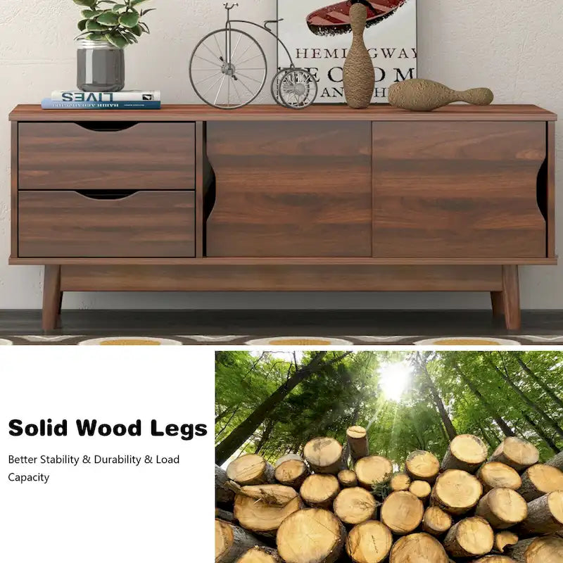 Meuble TV Gymax pour téléviseurs jusqu'à 60 pouces avec rangement intégré - Voir les détails