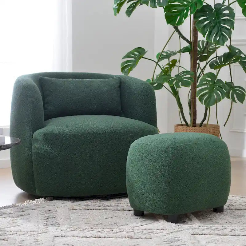 Repose-pieds ottoman/pouf KINWELL 23 pouces de large en tissu bouclé rembourré