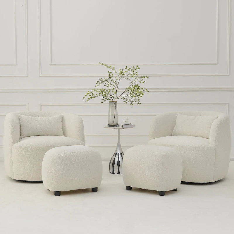 Repose-pieds ottoman/pouf KINWELL 23 pouces de large en tissu bouclé rembourré