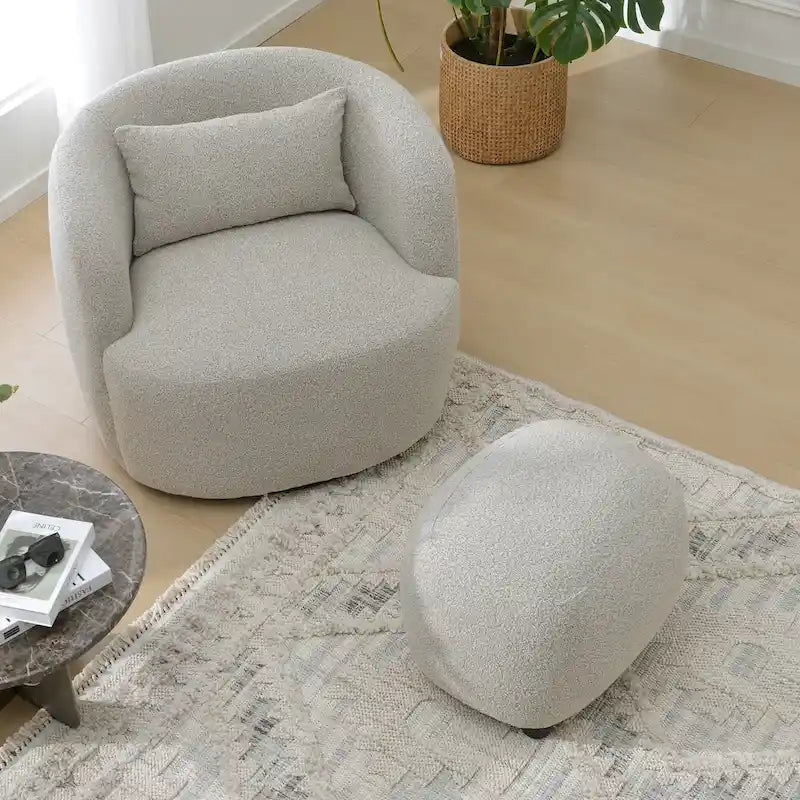 Repose-pieds ottoman/pouf KINWELL 23 pouces de large en tissu bouclé rembourré