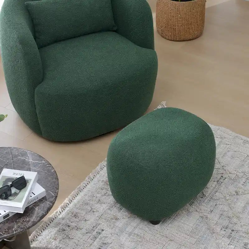 Repose-pieds ottoman/pouf KINWELL 23 pouces de large en tissu bouclé rembourré