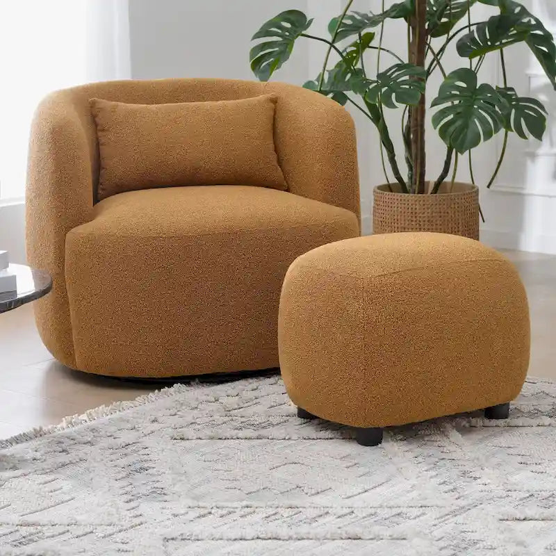 Repose-pieds ottoman/pouf KINWELL 23 pouces de large en tissu bouclé rembourré