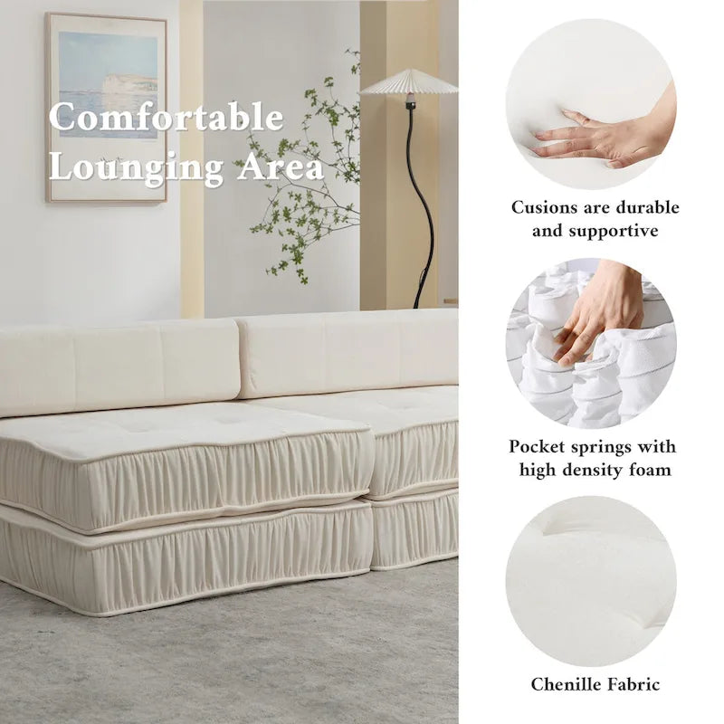 Canapé-lit convertible, fauteuil-lit moderne en chenille.