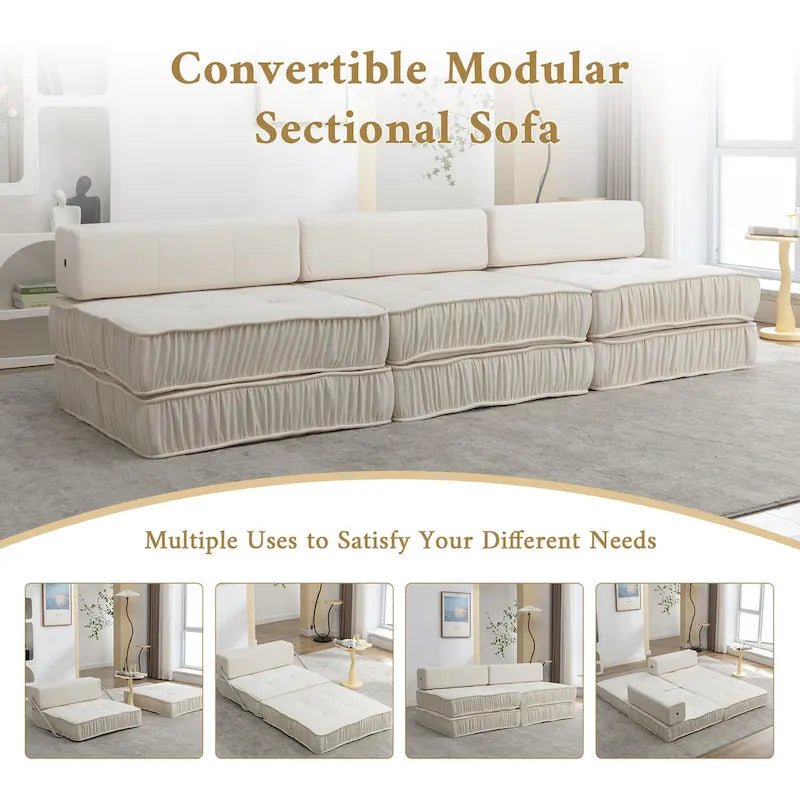 Canapé-lit convertible, fauteuil-lit moderne en chenille.