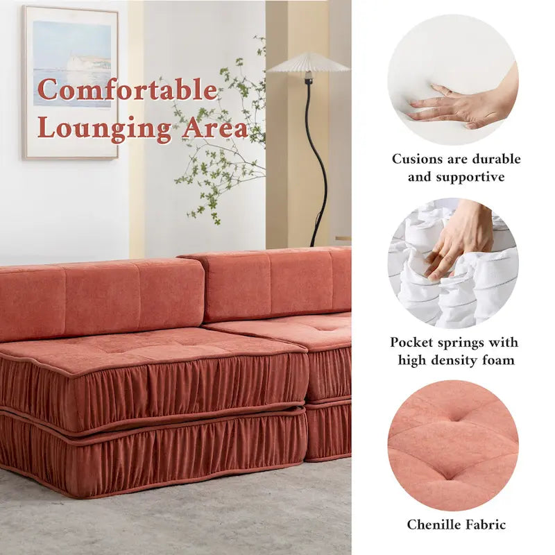 Canapé-lit convertible, fauteuil-lit moderne en chenille.