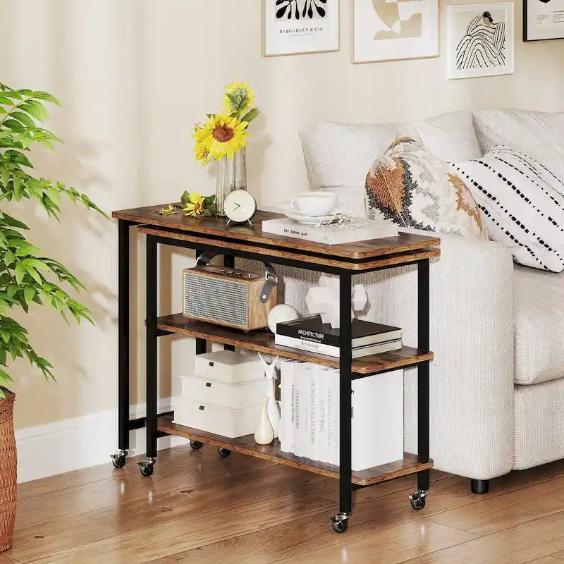 Table d'appoint mobile en forme de L Gymax 360, pivotante à 360°, pour ordinateur portable - Voir les détails