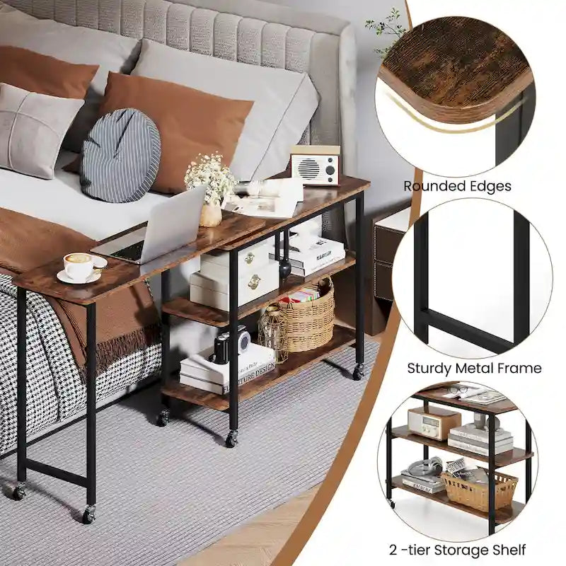 Table d'appoint mobile en forme de L Gymax 360, pivotante à 360°, pour ordinateur portable - Voir les détails