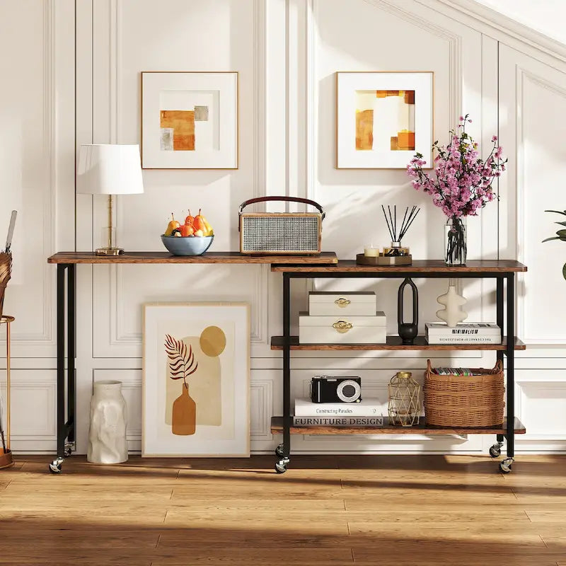 Table d'appoint mobile en forme de L Gymax 360, pivotante à 360°, pour ordinateur portable - Voir les détails