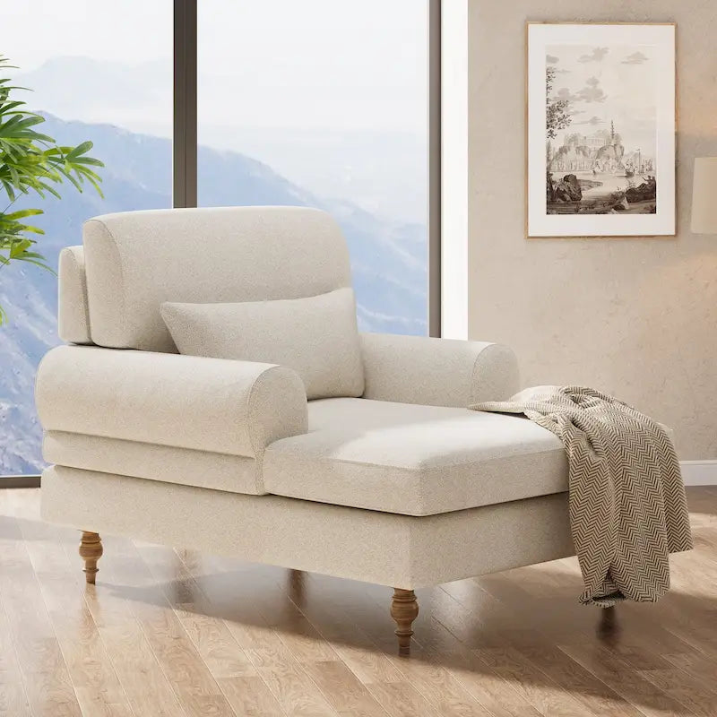 Chaise longue avec dossier réglable, fauteuil confortable surdimensionné et moderne d'intérieur