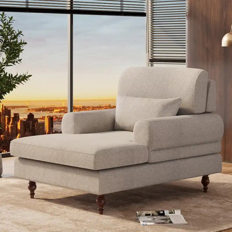 Chaise longue avec dossier réglable, fauteuil confortable surdimensionné et moderne d'intérieur