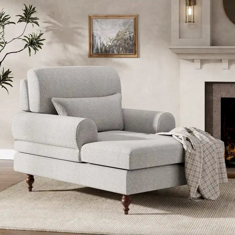 Chaise longue avec dossier réglable, fauteuil confortable surdimensionné et moderne d'intérieur