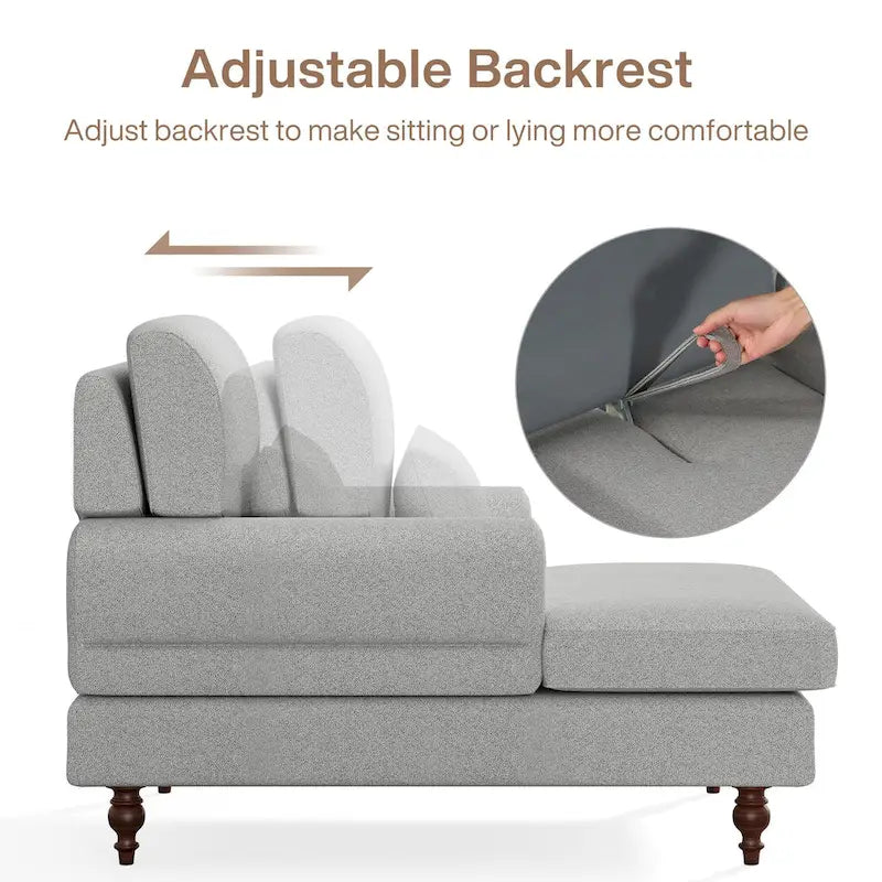 Chaise longue avec dossier réglable, fauteuil confortable surdimensionné et moderne d'intérieur