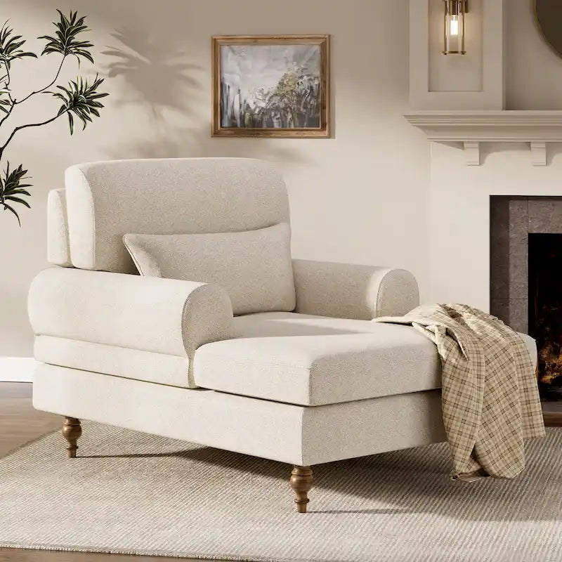 Chaise longue avec dossier réglable, fauteuil confortable surdimensionné et moderne d'intérieur