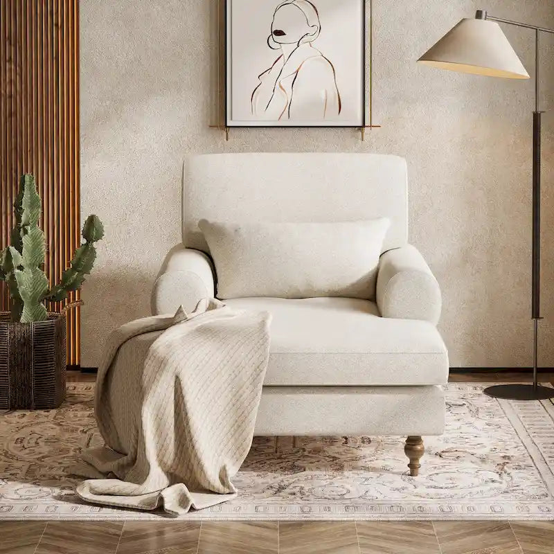 Chaise longue avec dossier réglable, fauteuil confortable surdimensionné et moderne d'intérieur