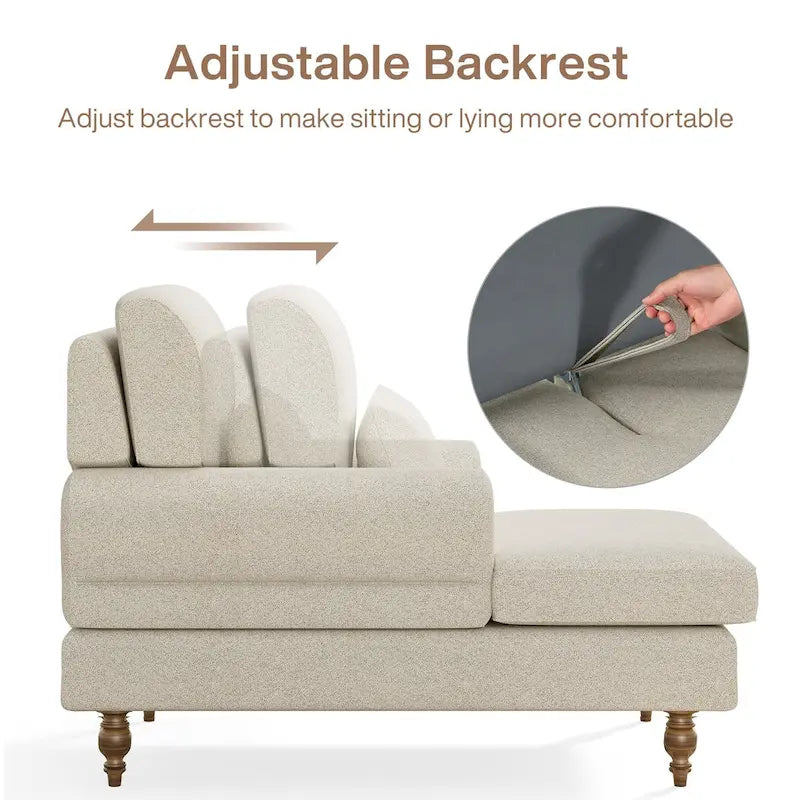 Chaise longue avec dossier réglable, fauteuil confortable surdimensionné et moderne d'intérieur