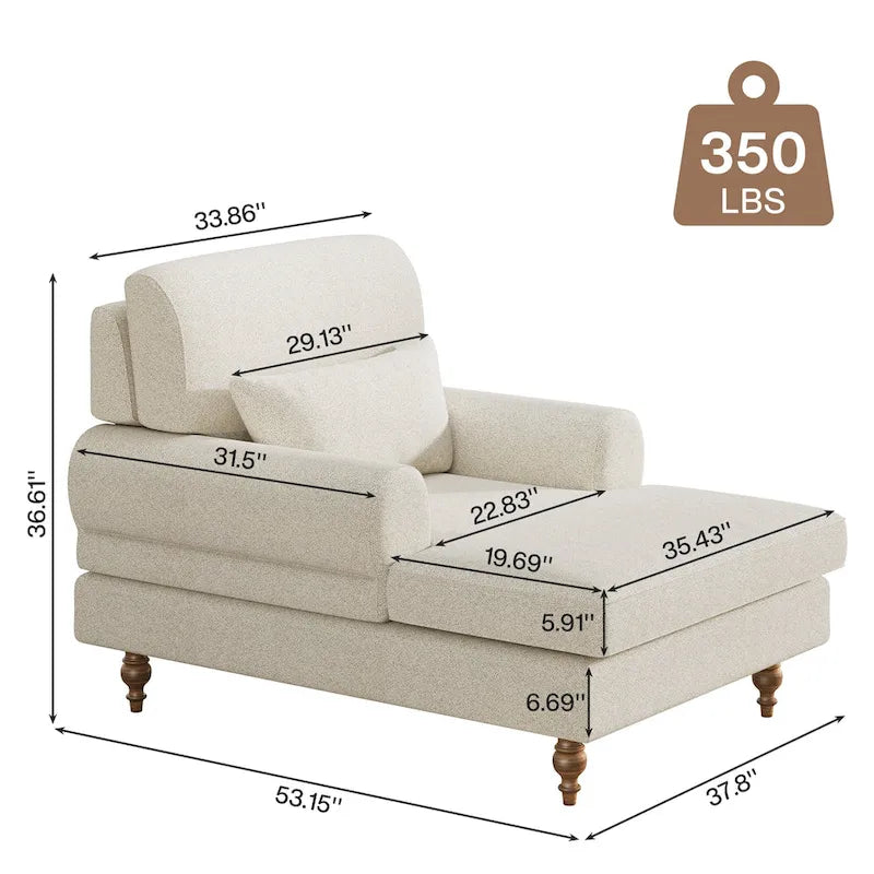 Chaise longue avec dossier réglable, fauteuil confortable surdimensionné et moderne d'intérieur