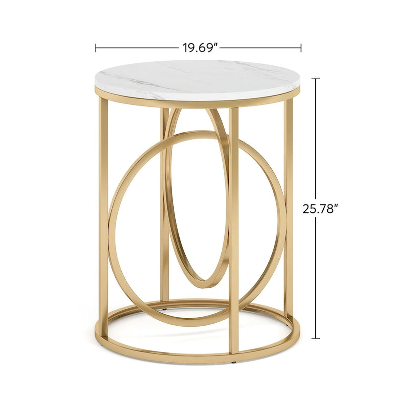 Table d'appoint ronde moderne pour salon, table de chevet haute et étroite pour chambre à coucher