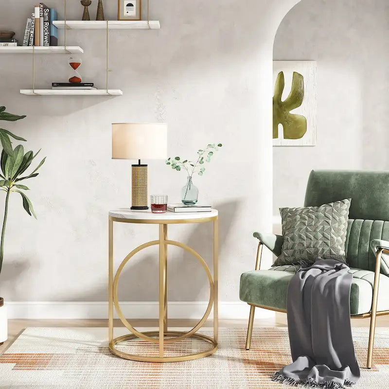 Table d'appoint ronde moderne pour salon, table de chevet haute et étroite pour chambre à coucher