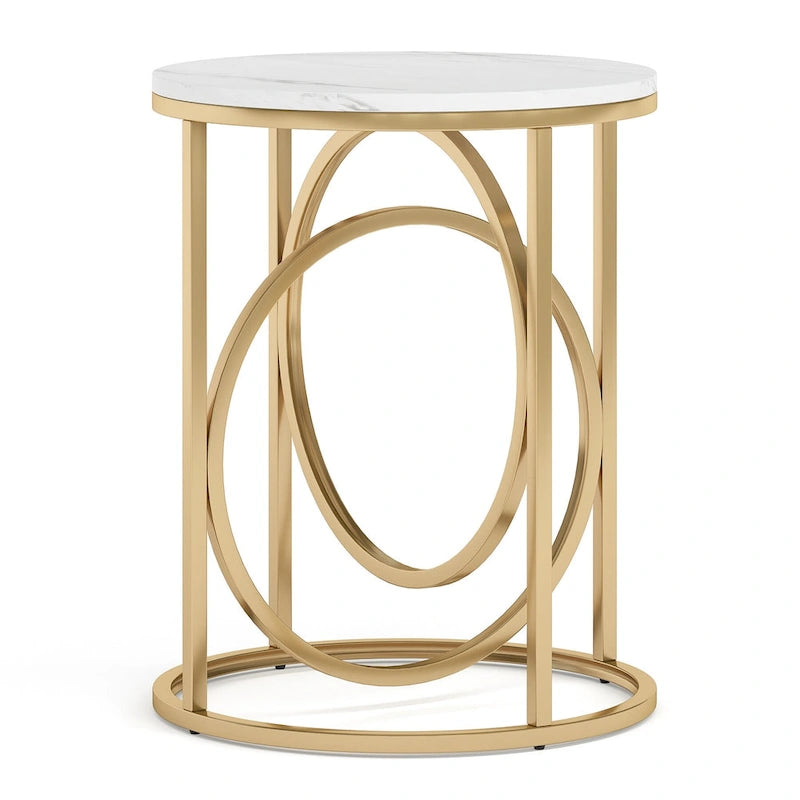 Table d'appoint ronde moderne pour salon, table de chevet haute et étroite pour chambre à coucher