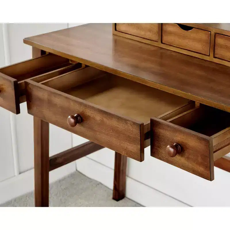 Coiffeuse traditionnelle en bois Lorna avec tabouret, 6 tiroirs, miroir réglable - Linon : Table de toilette, Rangement de maquillage