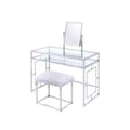 Acme Furniture Carenze Ii Vanity Table White Faux Fur/Chrome Finish