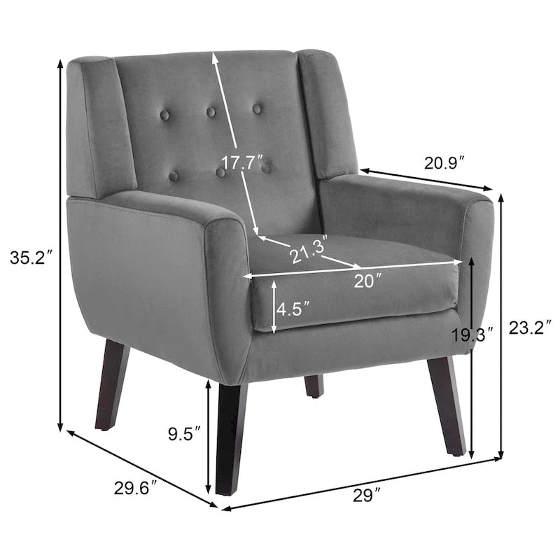 Ensemble de 2 fauteuils d'appoint en velours pour salon, avec accoudoirs rembourrés