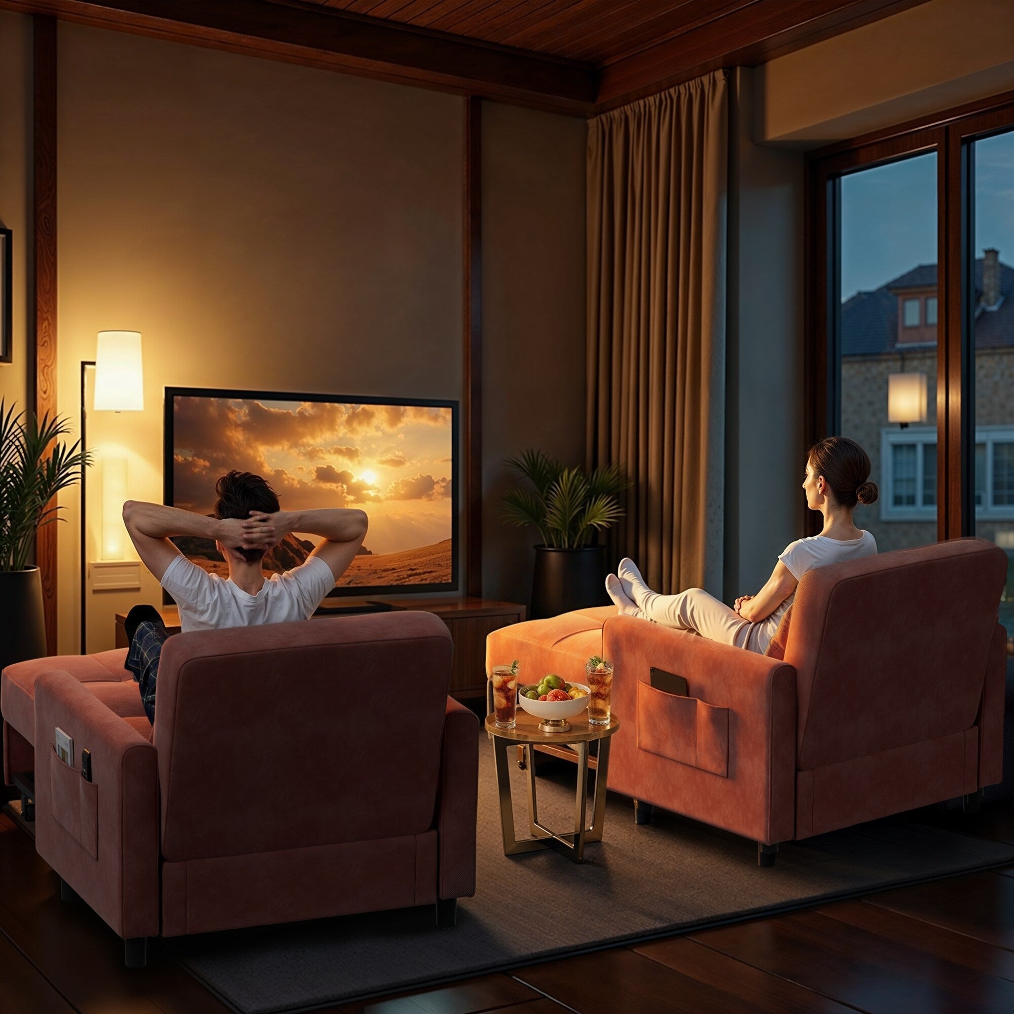 Canapé-lit convertible 3 en 1, avec fauteuil gigogne et lit pliant, idéal pour le salon.