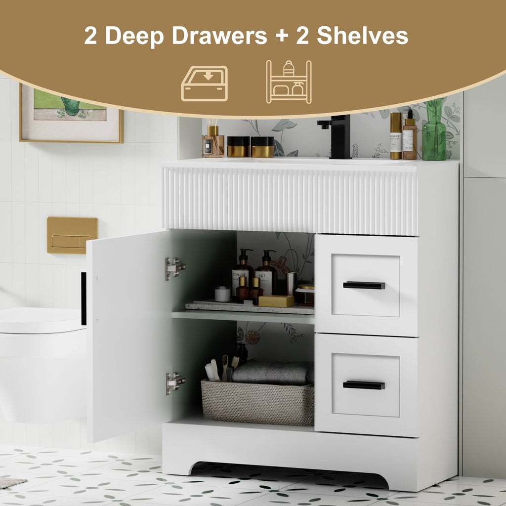 Ensemble meuble-lavabo Wavy Line 30/36/48 avec lavabo et robinet