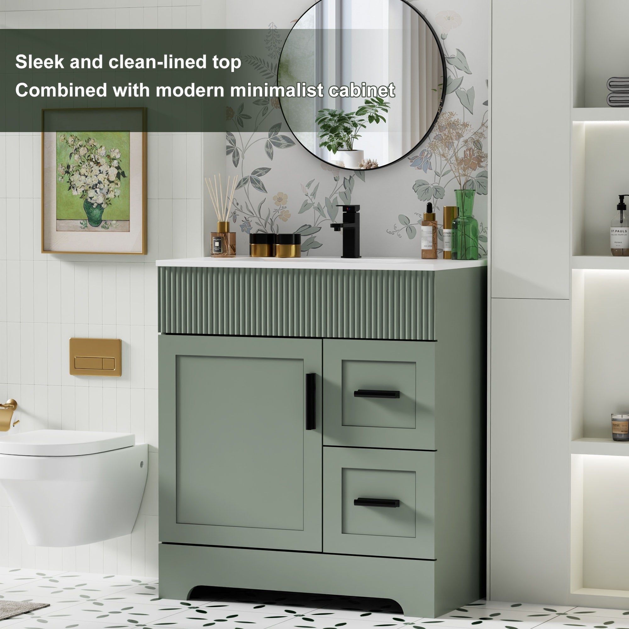 Ensemble meuble-lavabo Wavy Line 30/36/48 avec lavabo et robinet