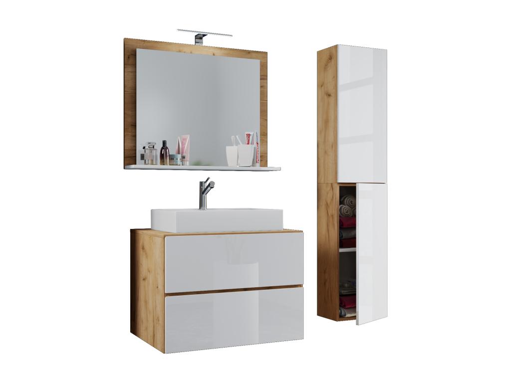 Ensemble Lavabo 4pièces - Blanc/Marron
